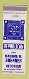 Matchbook Cover - Maurice M Brenner Recorder Warrick County IN? SAMPLE