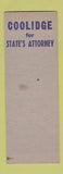 Matchbook Cover - Clifford Coolidge State's Attorney McLean County IL SAMPLE
