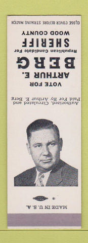 Matchbook Cover - Arthur E Berg Sheriff Wood County WI SAMPLE