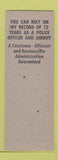 Matchbook Cover - Arthur E Berg Sheriff Wood County WI SAMPLE