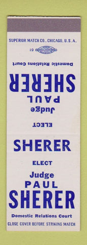 Matchbook Cover - Judge Paul Sherer Election SAMPLE