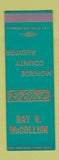Matchbook Cover - Ray V McCollum Monroe County Auditor IA SAMPLE