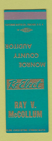 Matchbook Cover - Ray V McCollum Monroe County Auditor IA SAMPLE