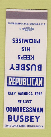 Matchbook Cover - Congress Election Busbey SAMPLE