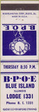 Matchbook Cover - Matchbook Cover Elks Club Blue Island IL