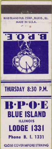 Matchbook Cover - Matchbook Cover Elks Club Blue Island IL