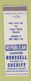 Matchbook Cover - Leonard Roussell Sheriff Dubuque County IA SAMPLE