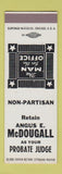 Matchbook Cover - Angus E McDougall Probate Judge SAMPLE