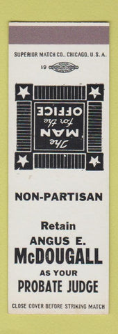 Matchbook Cover - Angus E McDougall Probate Judge SAMPLE