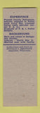 Matchbook Cover - Donald Heinritz for Sheriff Election Appleton WI SAMPLE