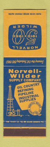 Matchbook Cover - Norvell Wilder Supply Oil Well Beaumont TX Baton Rouge