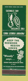Matchbook Cover - Prevent Forrest Fires skunk Redwood Region CA