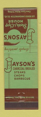 Matchbook Cover - Jayson's Steak Chop House Cleveland?