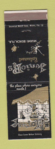 Matchbook Cover - Junior's Restaurant Miami Beach FL