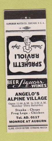 Matchbook Cover - Angelo's Alpine Village Italian Spaghetti Ravioli