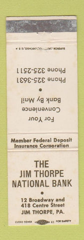 Matchbook Cover - Jim Thorpe National Bank PA WEAR
