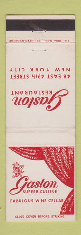 Matchbook Cover - Gaston Restaurant New York City