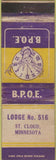 Matchbook Cover - Matchbook Cover Elks Club St Cloud MN WORN