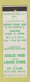 Matchbook Cover - Gables Food and Liquor Store