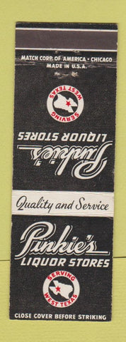 Matchbook Cover - Pinkie's Liquors West Texas TX