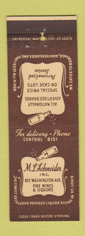 Matchbook Cover - ML Schneider Liquor St Louis MO