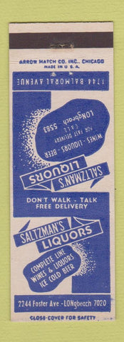 Matchbook Cover - Saltzman's Liquors Chicago IL ARROW