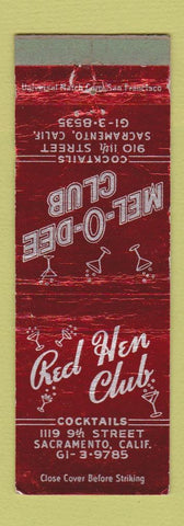 Matchbook Cover - Red Hen Club Sacramento CA Mel O Dee