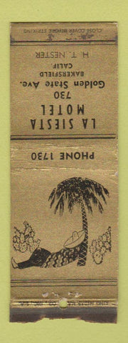 Matchbook Cover - La Siesta Motel Bakersfield CA King Midas WEAR BOBTAIL