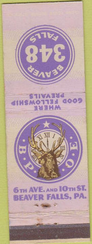Matchbook Cover - Matchbook Cover Elks Club Beaver Falls PA
