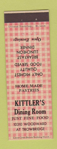 Matchbook Cover - Kittler's Dining Room Detroit MI