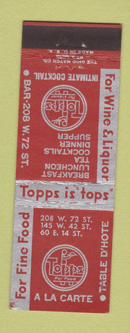 Matchbook Cover - Topps Restaurant New York City?