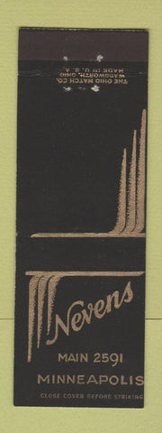 Matchbook Cover - Nevens Minneapolis MN