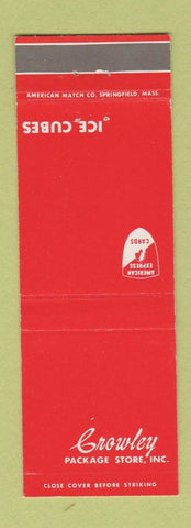 Matchbook Cover - Crowley Package Store Ice Cubes Worcester MA