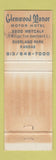 Matchbook Cover - Glenwood Manor Mtoor Hotel Overland Park KS