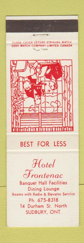 Matchbook Cover - Hotel Frontenac Sudbury ON