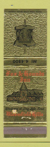 Matchbook Cover - Fox and Hounds Inn Bloomfield Hills MI WEAR