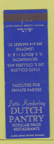 Matchbook Cover - Dutch Pantry State College Lemoyne Selinsgrove PA