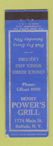 Matchbook Cover - Benny Powers Grill Buffalo NY