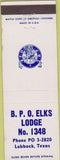 Matchbook Cover - Matchbook Cover Elks Club Lubbock TX wear