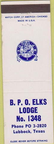 Matchbook Cover - Matchbook Cover Elks Club Lubbock TX wear
