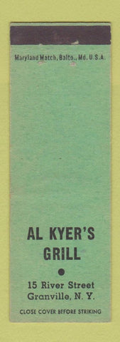Matchbook Cover - Al Kyer's Grill Granville NY