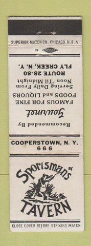 Matchbook Cover - Sportsman's Tavern Fly Creek NY Cooperstown WEAR