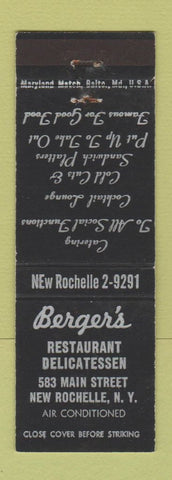 Matchbook Cover - Berger's Restaurant Deli New Rochelle NY