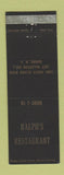 Matchbook Cover - Ralph's Restaurant Bronx NY New York City WEAR