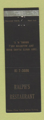 Matchbook Cover - Ralph's Restaurant Bronx NY New York City WEAR