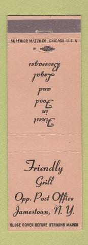 Matchbook Cover - Friendly Grill Jamestown NY