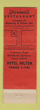Matchbook Cover - Sherman's Hotel Hilton Syracuse NY