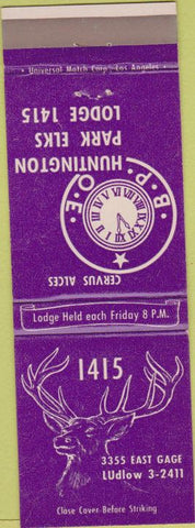 Matchbook Cover - Matchbook Cover Elks Club Huntington Park CA