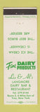 Matchbook Cover - Liz and Al's Dairy Bar Restaurant Troy NY