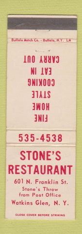 Matchbook Cover - Stone's Restaurant Watkins Glen NY